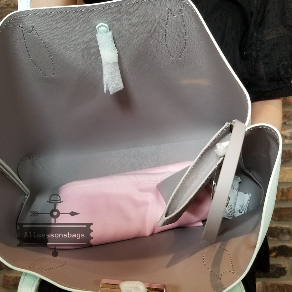 Kate Spade Rock Center NEW YORK Tote BLUE GRAY - Picture 10 of 11
